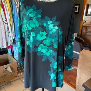 Susan Graver Black and Teal Floral Tunic